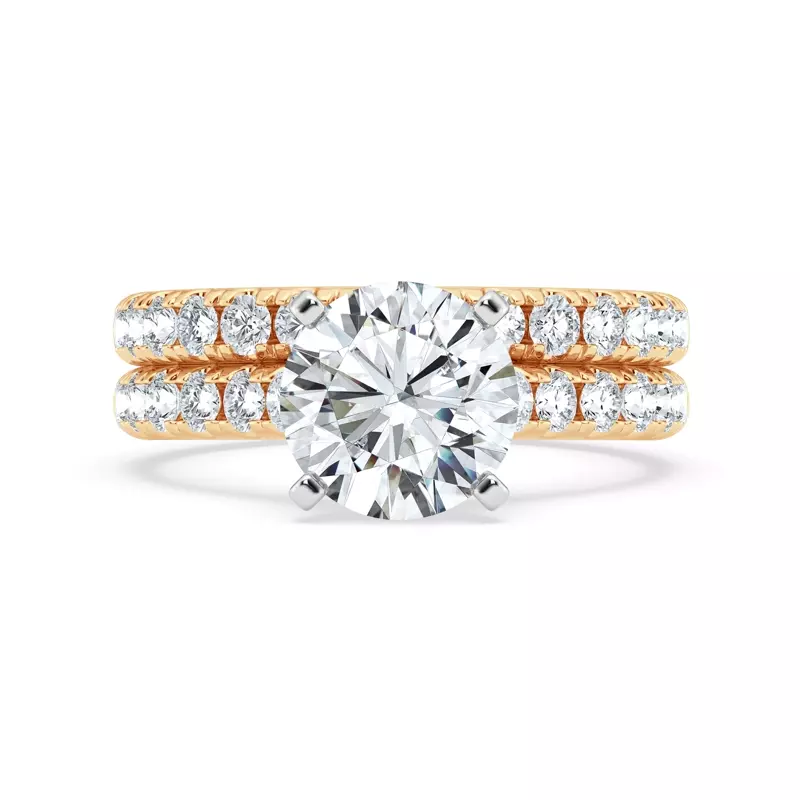18K Yellow Gold Tradition Pavé Lab Cathedral Engagement Ring (.45ct. tw.)