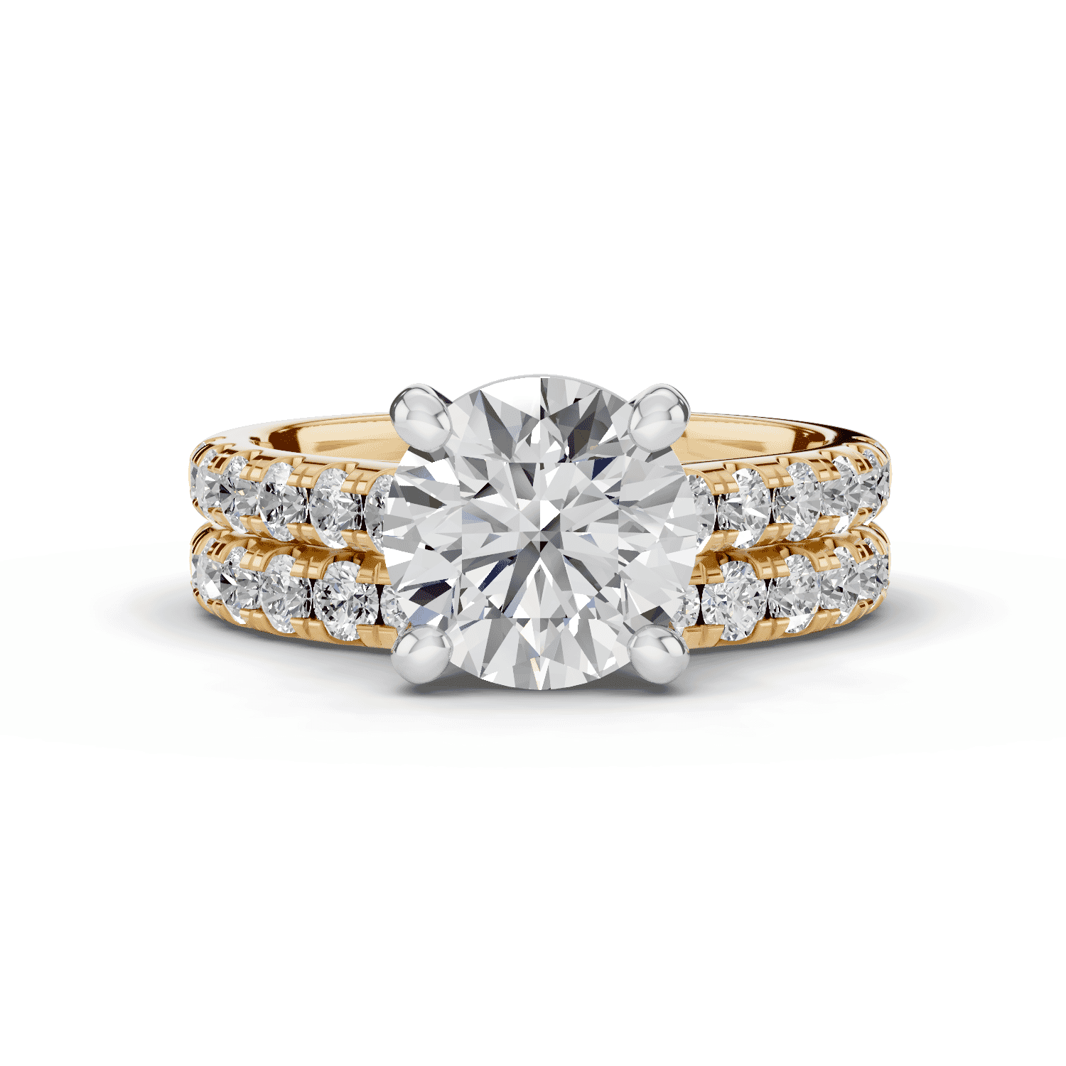 18K Yellow Gold Tradition Pavé Lab Cathedral Engagement Ring (.45ct. tw.)