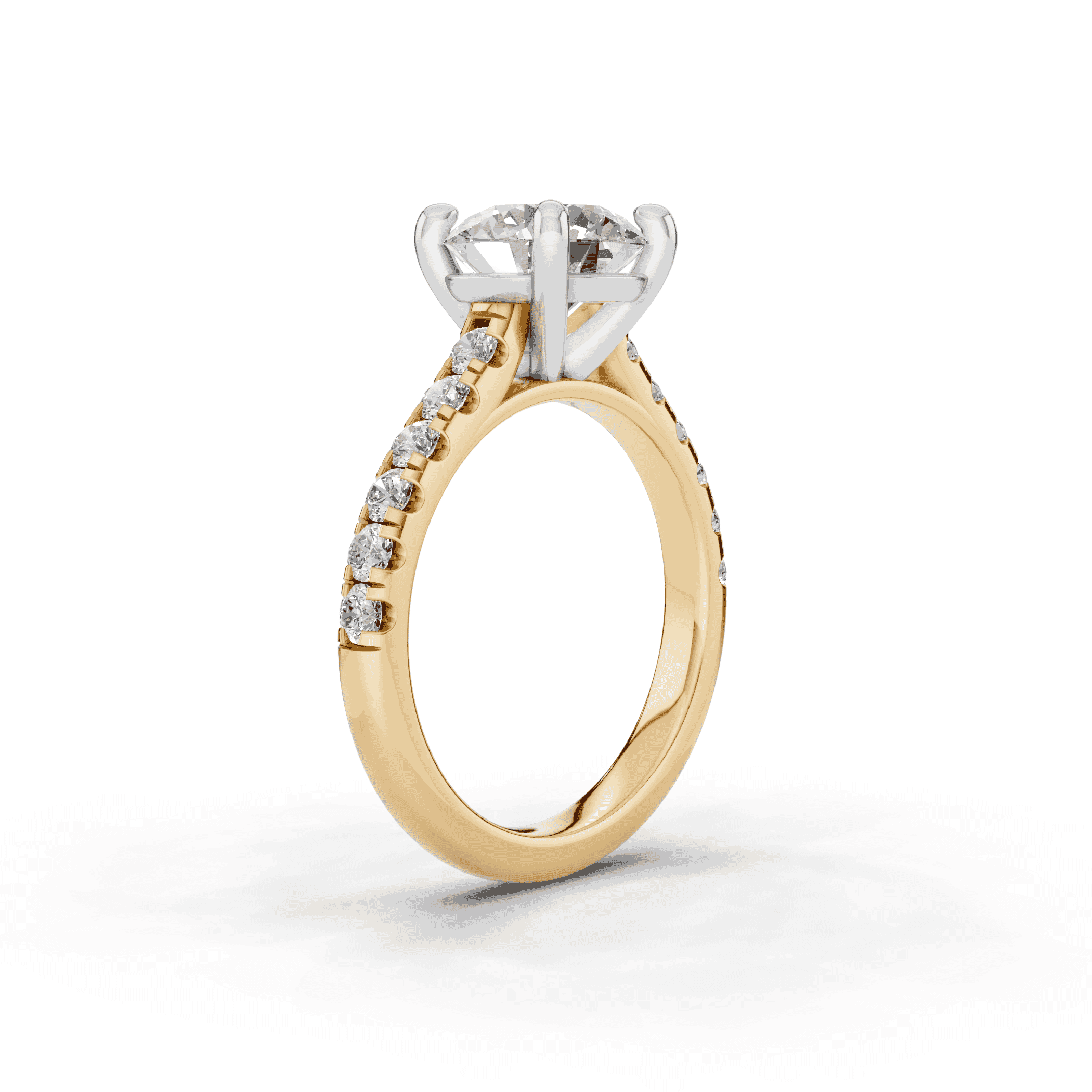 18K Yellow Gold Tradition Pavé Lab Cathedral Engagement Ring (.45ct. tw.)