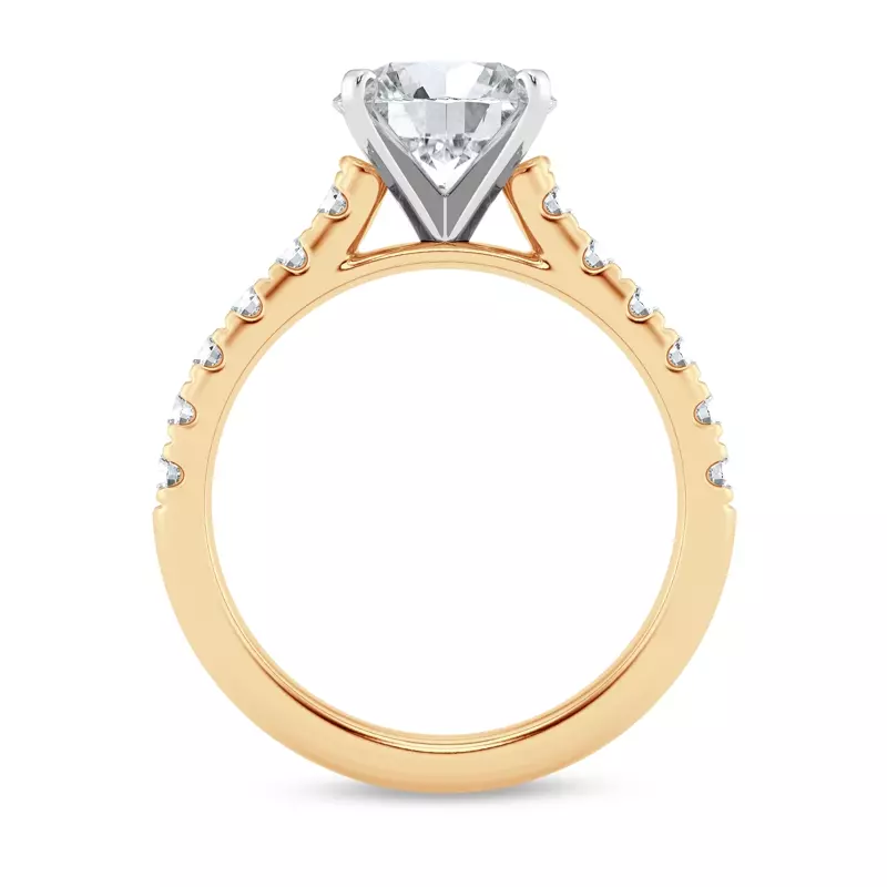 18K Yellow Gold Tradition Pavé Lab Cathedral Engagement Ring (.45ct. tw.)