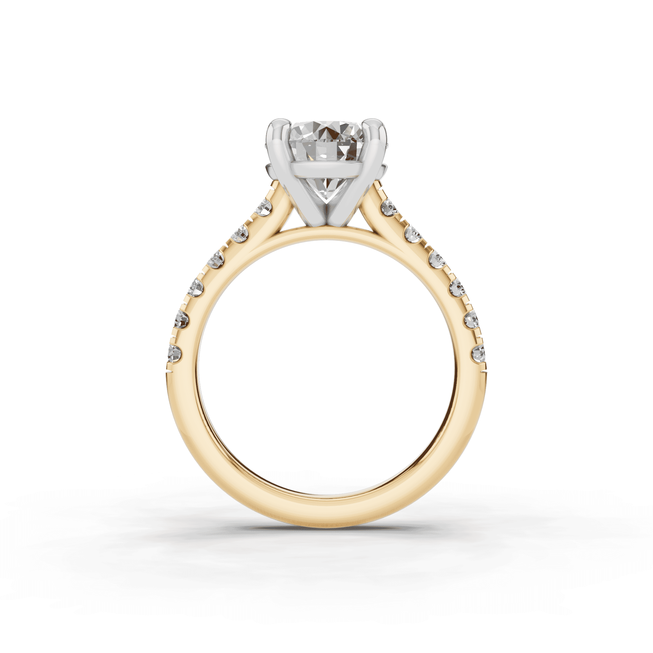 18K Yellow Gold Tradition Pavé Lab Cathedral Engagement Ring (.45ct. tw.)