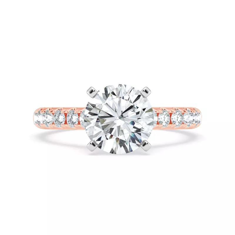 14K Rose Gold Tradition Pavé Lab Cathedral Engagement Ring (.45ct. tw.)