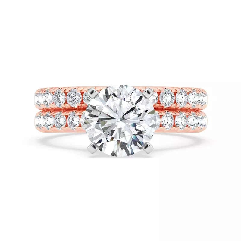 14K Rose Gold Tradition Pavé Lab Cathedral Engagement Ring (.45ct. tw.)