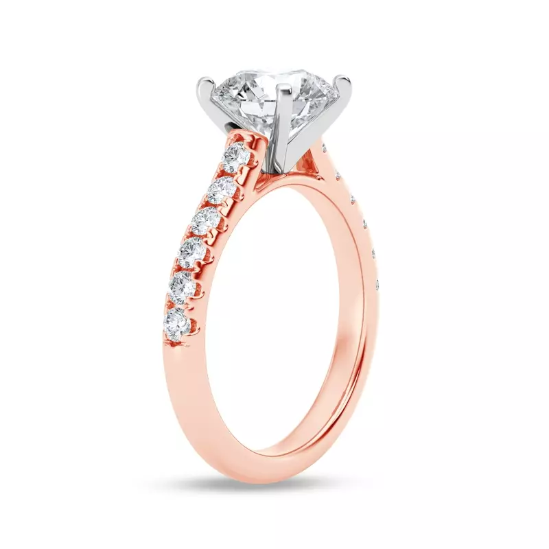 14K Rose Gold Tradition Pavé Lab Cathedral Engagement Ring (.45ct. tw.)