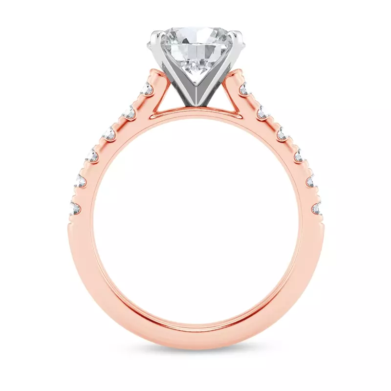 14K Rose Gold Tradition Pavé Lab Cathedral Engagement Ring (.45ct. tw.)