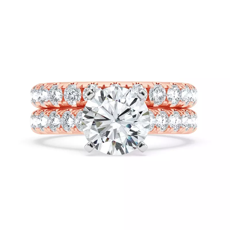 14K Rose Gold Tradition Pavé Lab Cathedral Engagement Ring (.70ct. tw.)