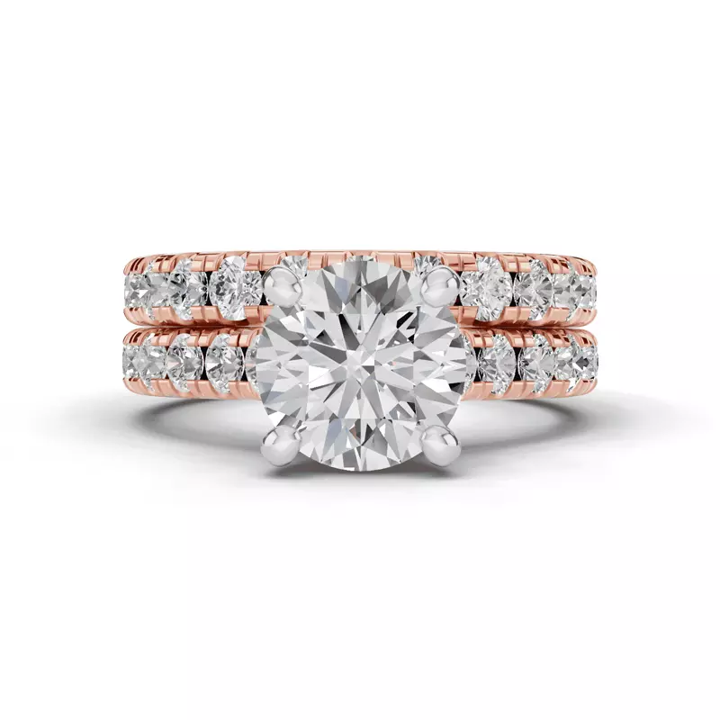 14K Rose Gold Tradition Pavé Lab Cathedral Engagement Ring (.70ct. tw.)