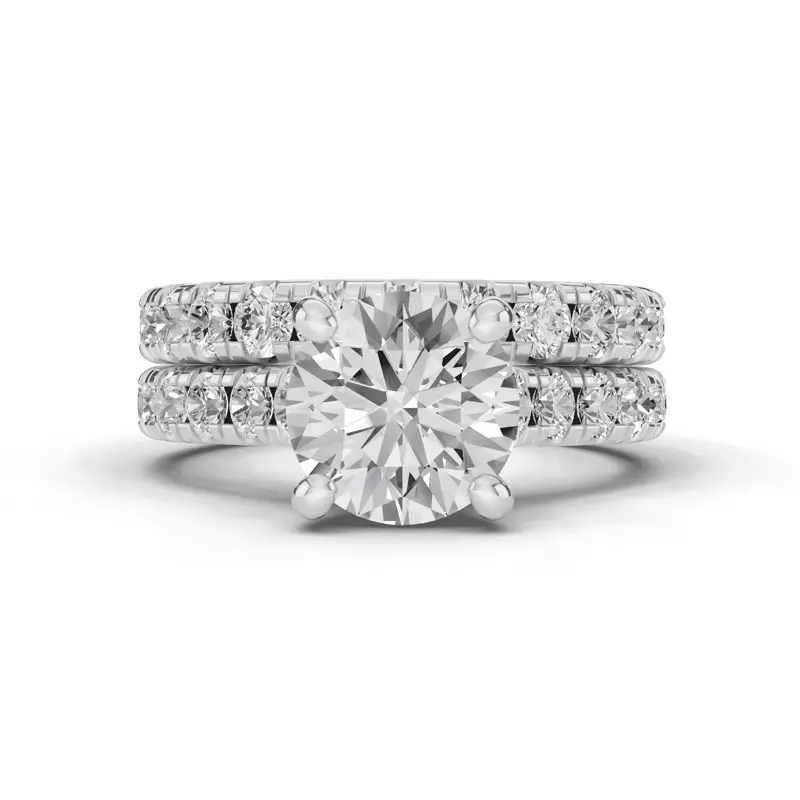 14K White Gold Tradition Pavé Lab Cathedral Engagement Ring (.70ct. tw.)