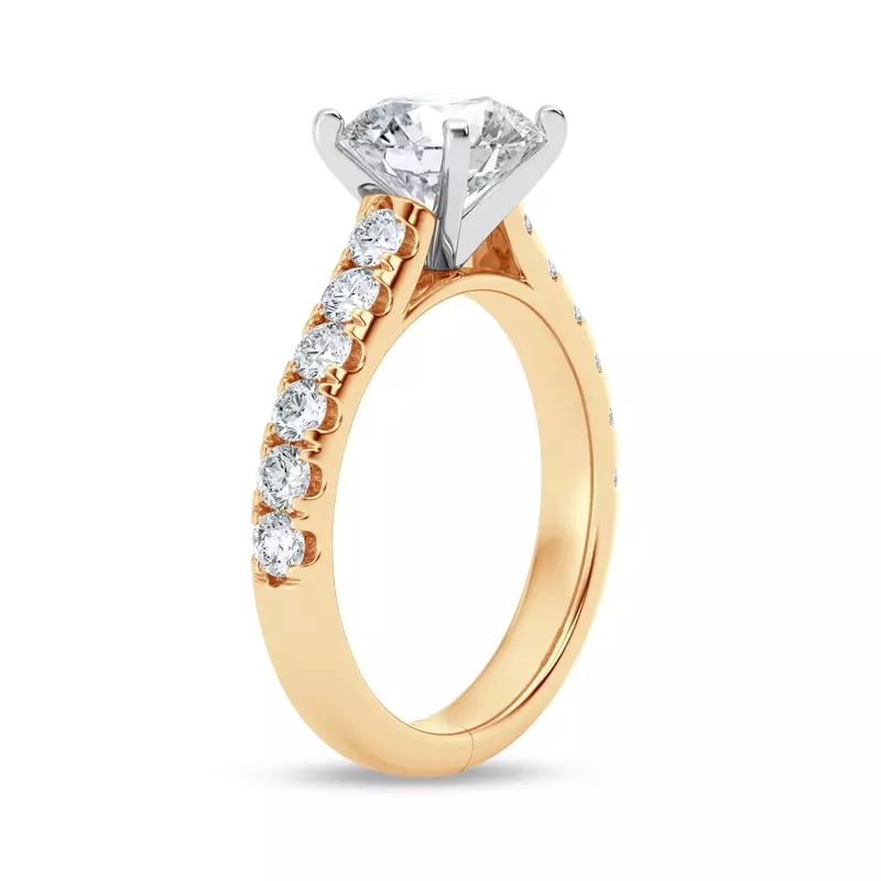 14K Yellow Gold Tradition Pavé Lab Cathedral Engagement Ring (.70ct. tw.)