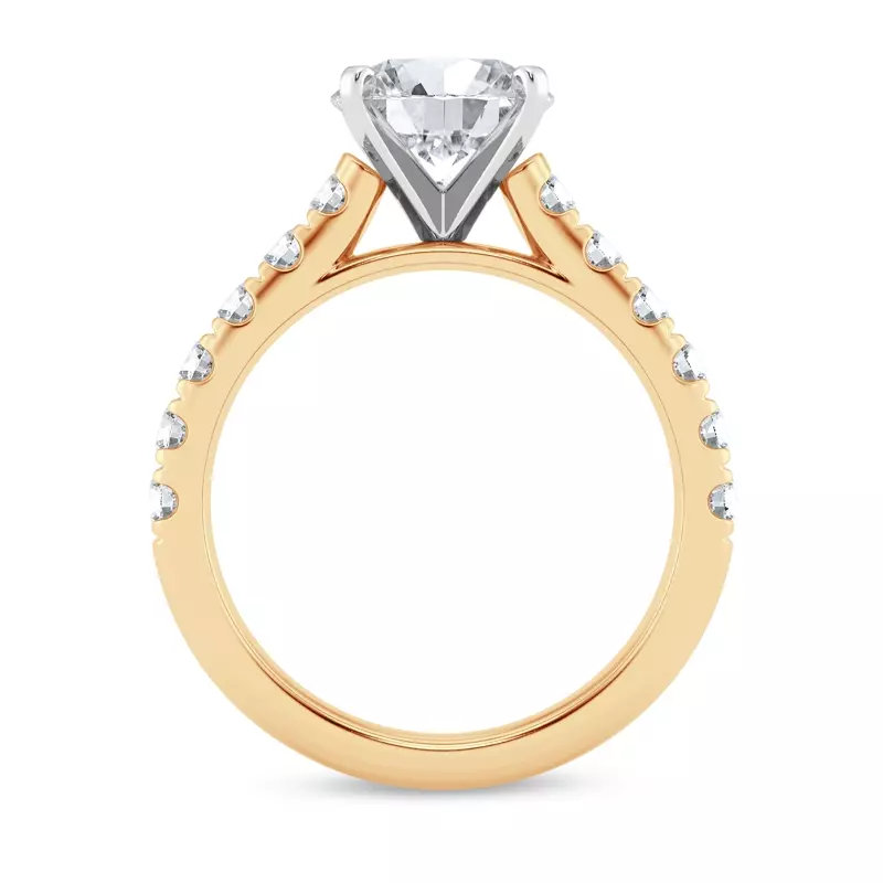 14K Yellow Gold Tradition Pavé Lab Cathedral Engagement Ring (.70ct. tw.)