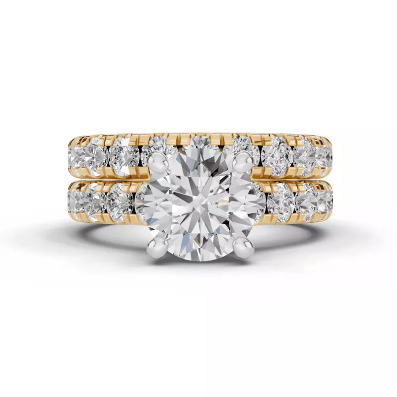 18K Yellow Gold Tradition Pavé Lab Cathedral Engagement Ring (.90ct. tw.)