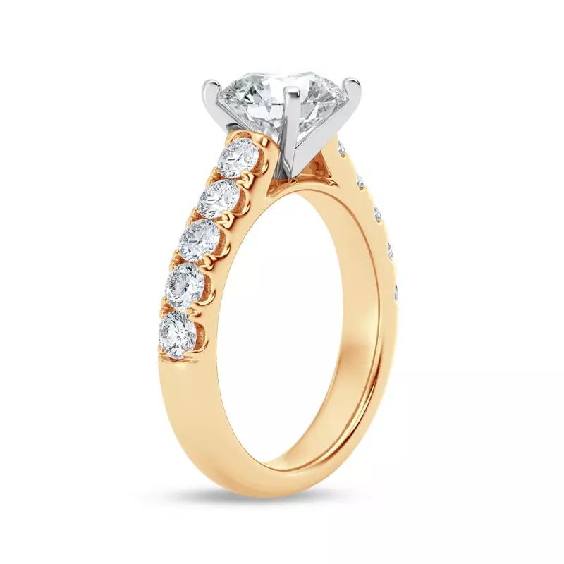 18K Yellow Gold Tradition Pavé Lab Cathedral Engagement Ring (.90ct. tw.)