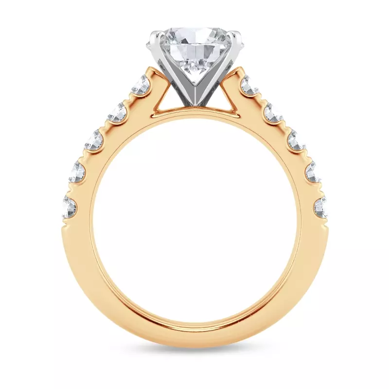 18K Yellow Gold Tradition Pavé Lab Cathedral Engagement Ring (.90ct. tw.)