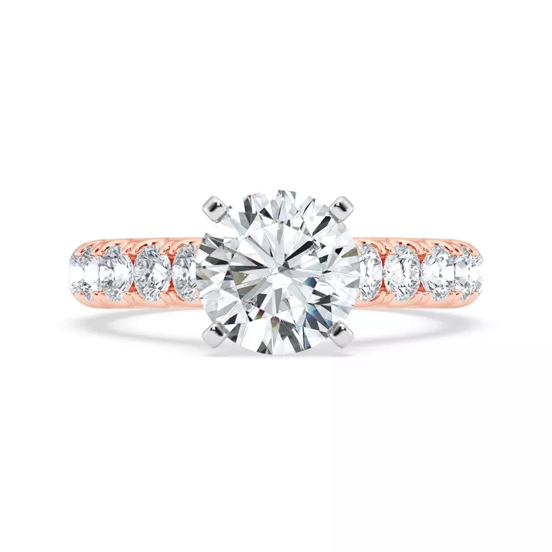 14K Rose Gold Tradition Pavé Lab Cathedral Engagement Ring (.90ct. tw.)
