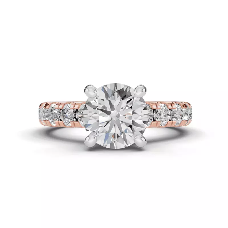 14K Rose Gold Tradition Pavé Lab Cathedral Engagement Ring (.90ct. tw.)