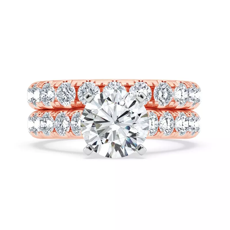 14K Rose Gold Tradition Pavé Lab Cathedral Engagement Ring (.90ct. tw.)