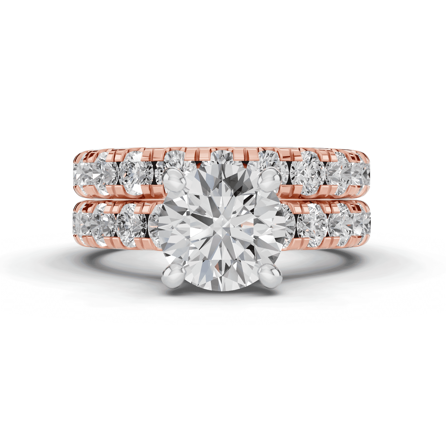 14K Rose Gold Tradition Pavé Lab Cathedral Engagement Ring (.90ct. tw.)