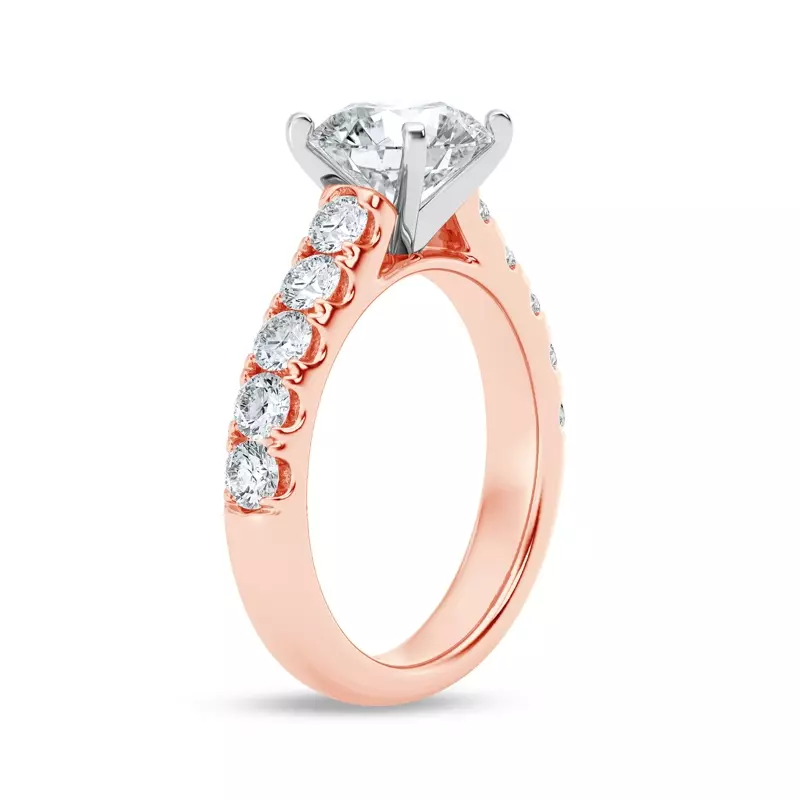 14K Rose Gold Tradition Pavé Lab Cathedral Engagement Ring (.90ct. tw.)