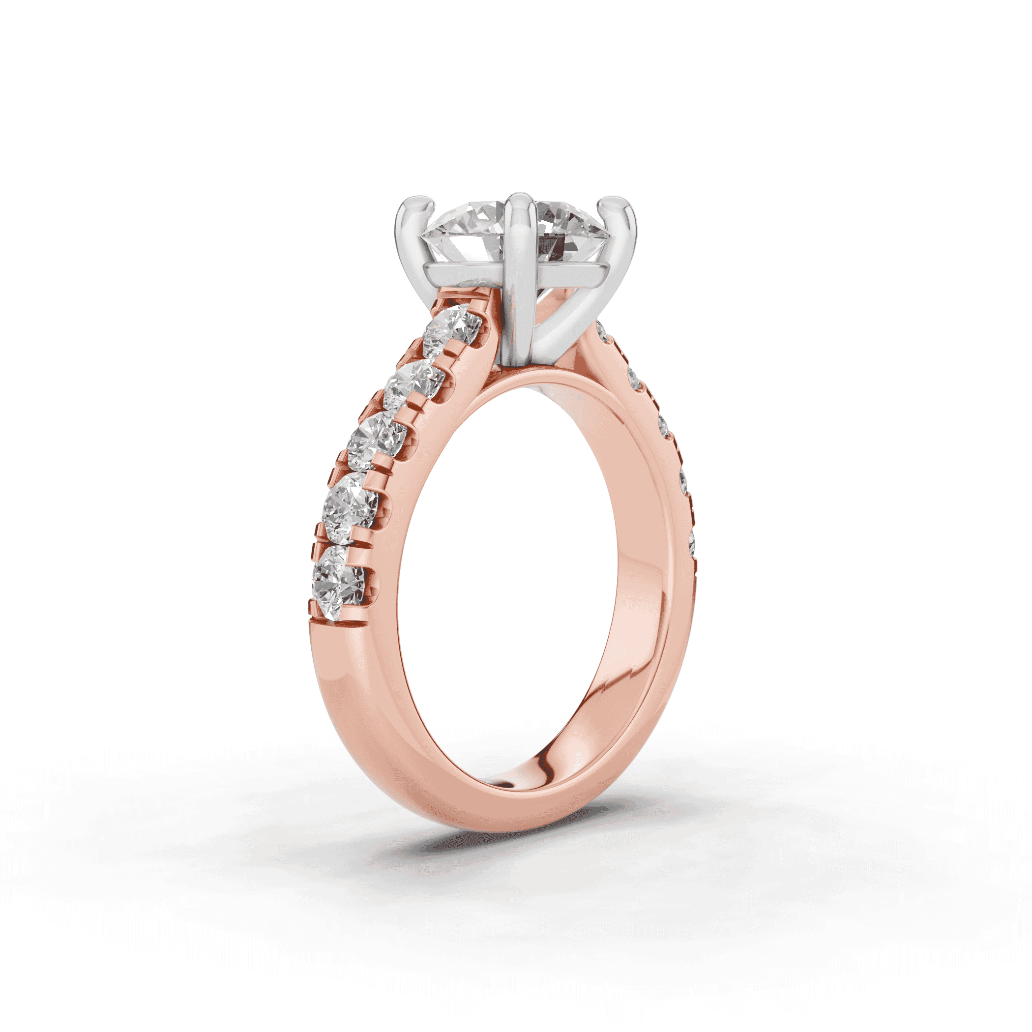 14K Rose Gold Tradition Pavé Lab Cathedral Engagement Ring (.90ct. tw.)