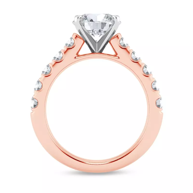 14K Rose Gold Tradition Pavé Lab Cathedral Engagement Ring (.90ct. tw.)