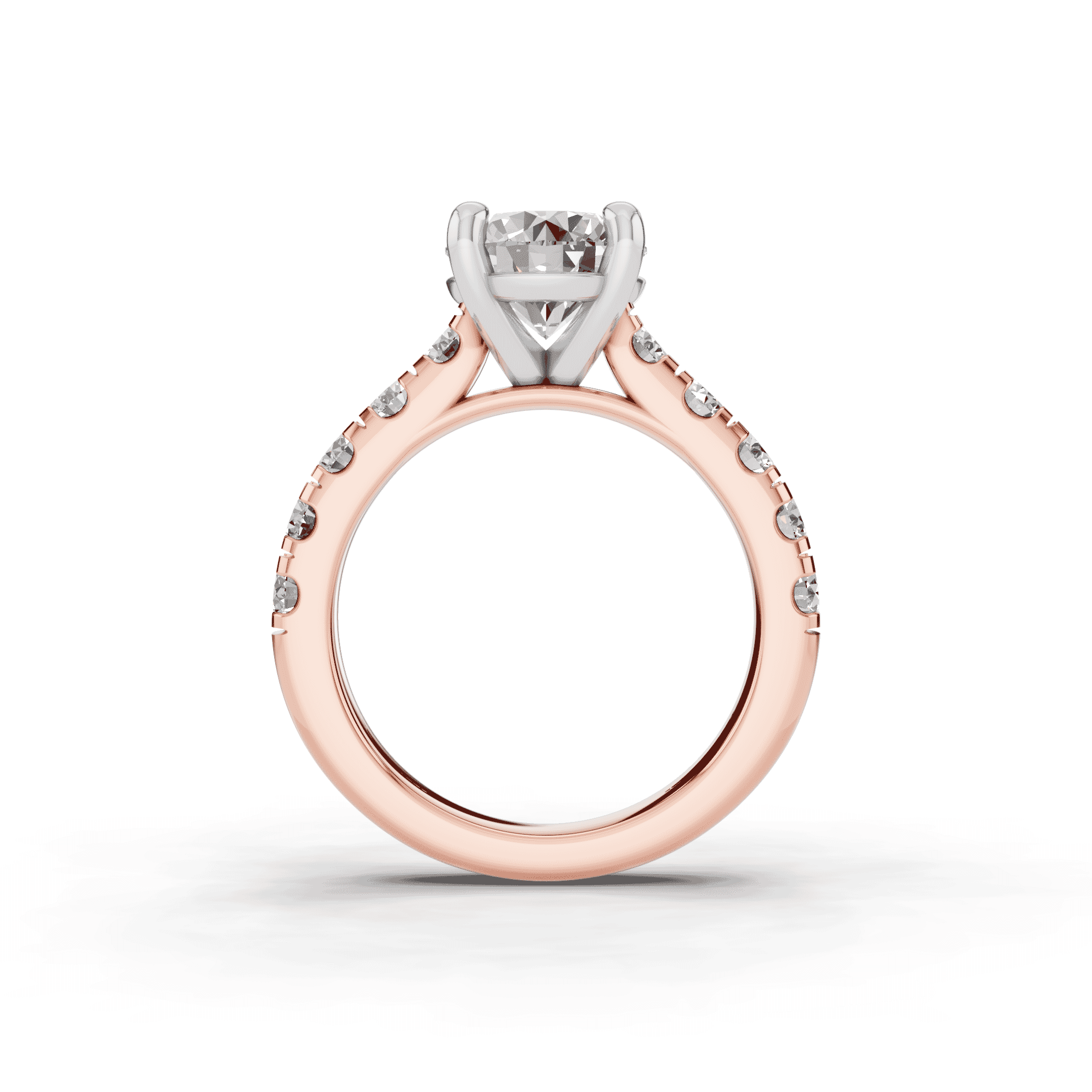 14K Rose Gold Tradition Pavé Lab Cathedral Engagement Ring (.90ct. tw.)