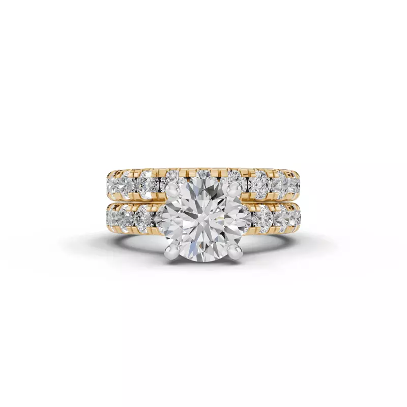 14K Yellow Gold Tradition Pavé Lab Cathedral Engagement Ring (.90ct. tw.)