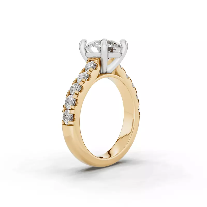 14K Yellow Gold Tradition Pavé Lab Cathedral Engagement Ring (.90ct. tw.)