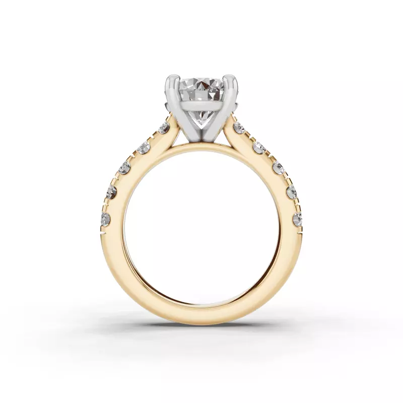 14K Yellow Gold Tradition Pavé Lab Cathedral Engagement Ring (.90ct. tw.)