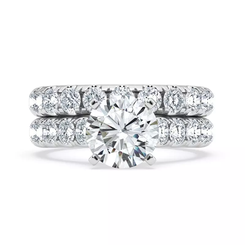 Platinum Tradition Pavé Lab Cathedral Engagement Ring (.90ct. tw.)