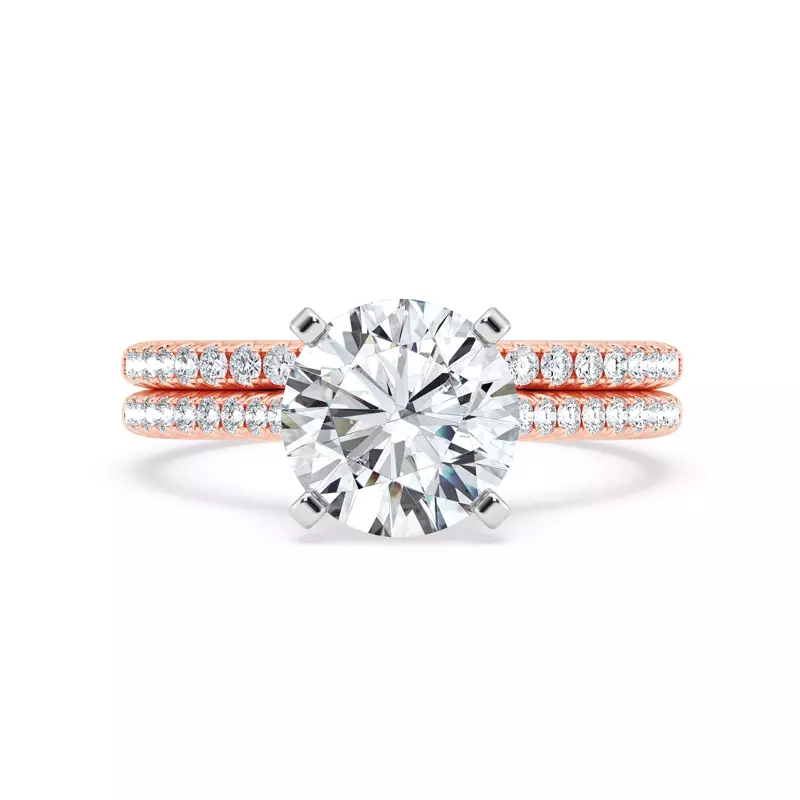 14K Rose Gold Tradition Hidden Halo Cathedral Pavé Lab Engagement Ring (1/4ct. tw.)