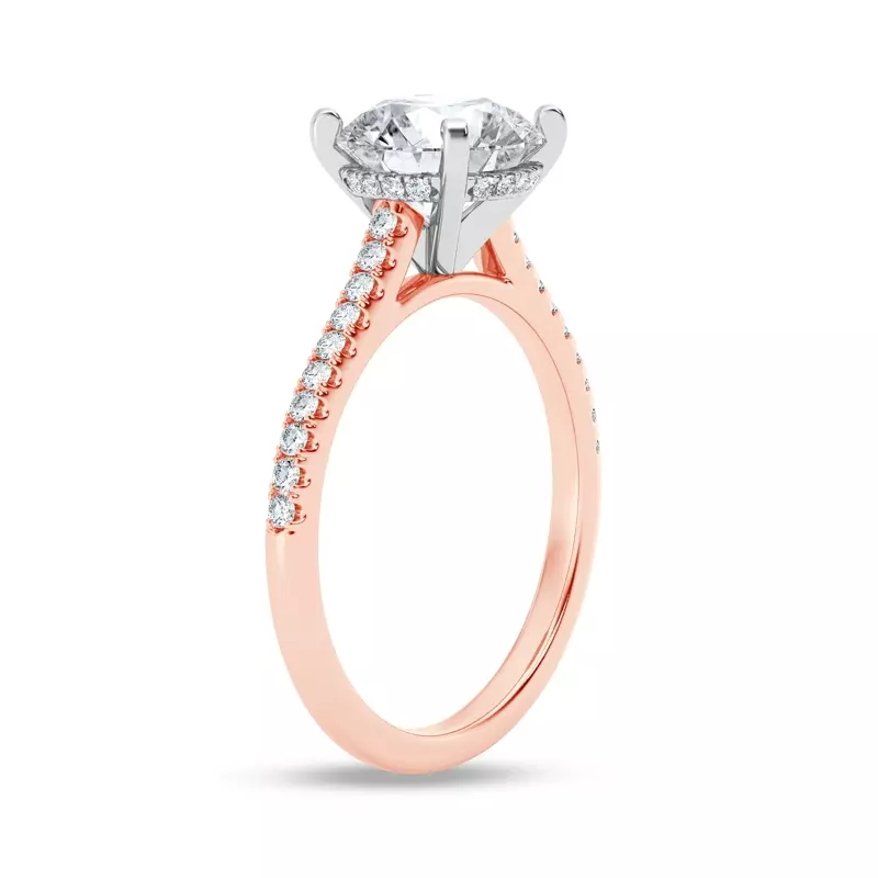 14K Rose Gold Tradition Hidden Halo Cathedral Pavé Lab Engagement Ring (1/4ct. tw.)