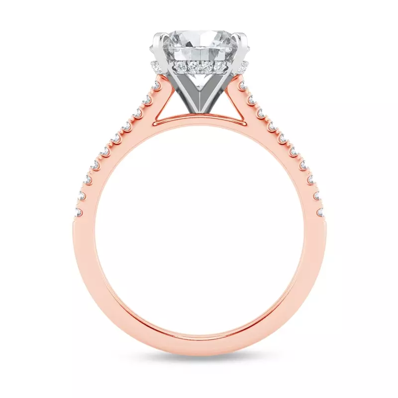 14K Rose Gold Tradition Hidden Halo Cathedral Pavé Lab Engagement Ring (1/4ct. tw.)