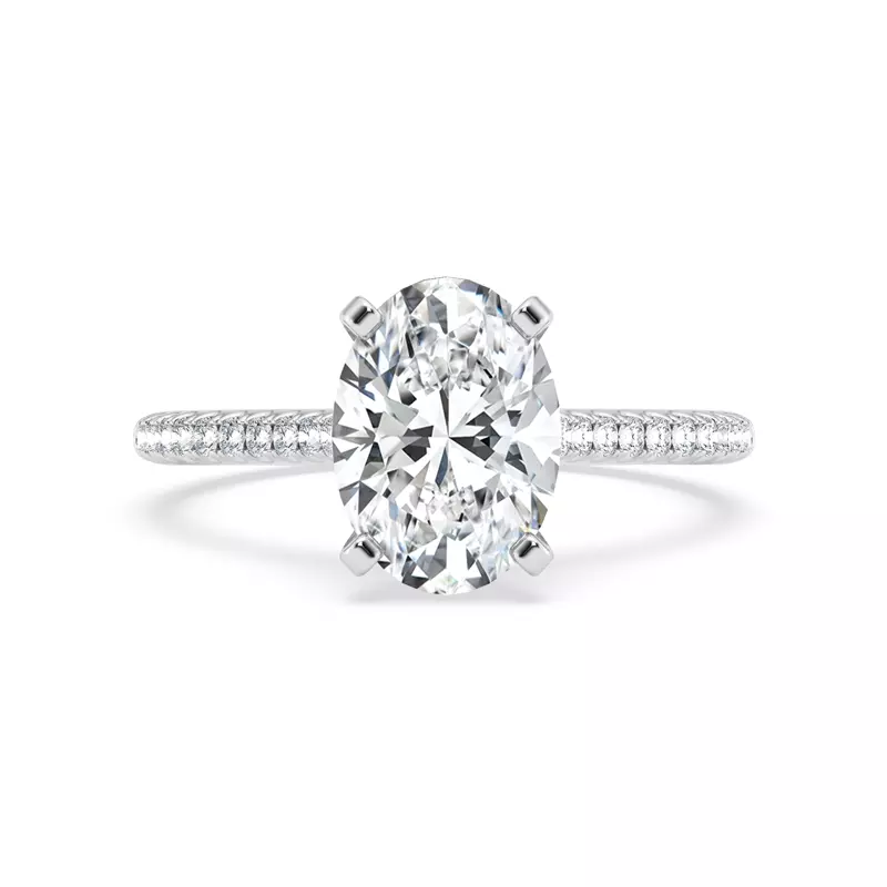 Tradition Hidden Halo Cathedral Pavé Lab Engagement Ring (1/4ct. tw.) - 14K White Gold