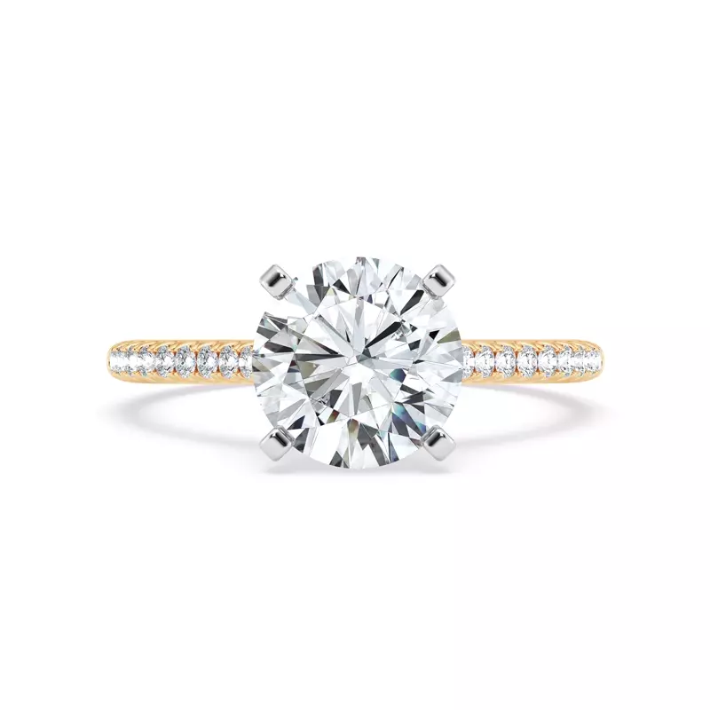 14K Yellow Gold Tradition Hidden Halo Cathedral Pavé Lab Engagement Ring (1/4ct. tw.)