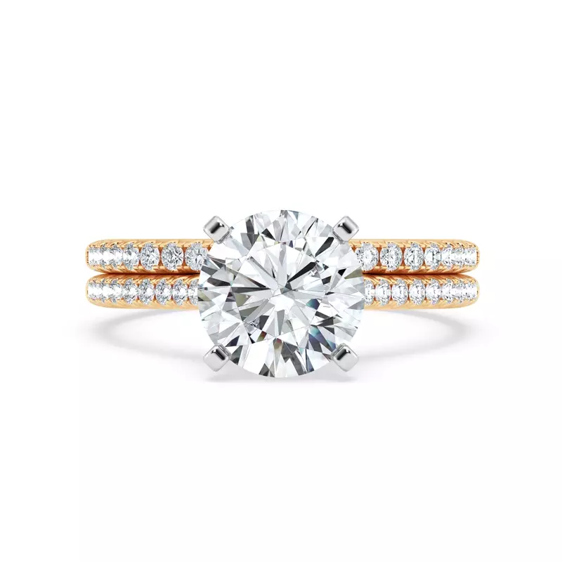 14K Yellow Gold Tradition Hidden Halo Cathedral Pavé Lab Engagement Ring (1/4ct. tw.)
