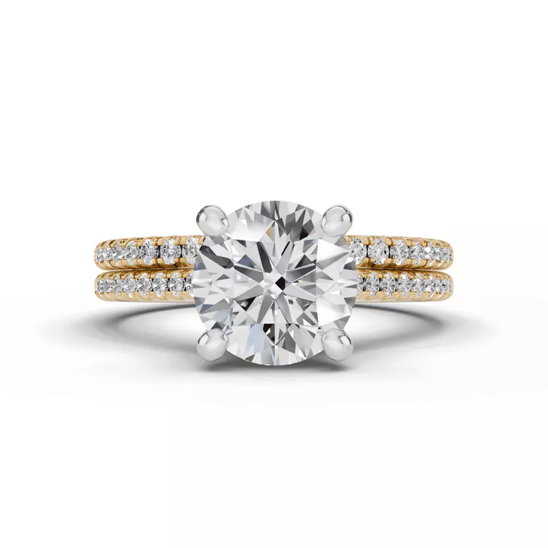 14K Yellow Gold Tradition Hidden Halo Cathedral Pavé Lab Engagement Ring (1/4ct. tw.)