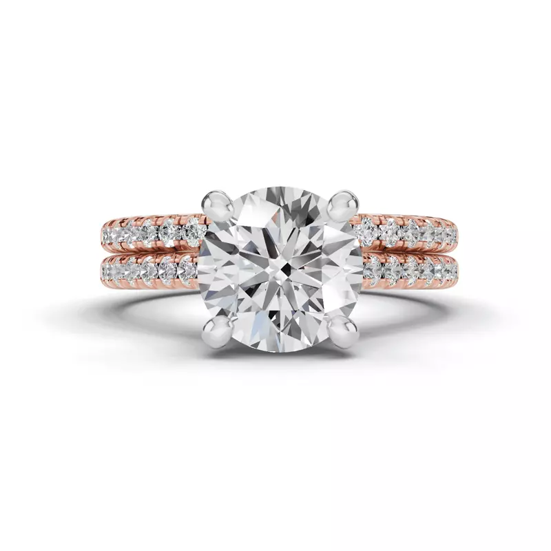 14K Rose Gold Tradition Hidden Halo Cathedral Pavé Lab Engagement Ring (.30ct. tw.)