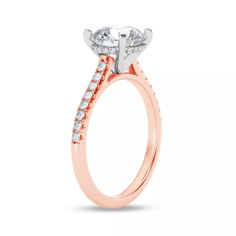 14K Rose Gold Tradition Hidden Halo Cathedral Pavé Lab Engagement Ring (.30ct. tw.)