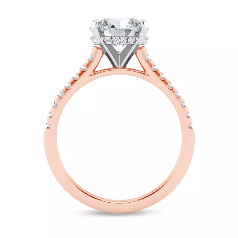 14K Rose Gold Tradition Hidden Halo Cathedral Pavé Lab Engagement Ring (.30ct. tw.)