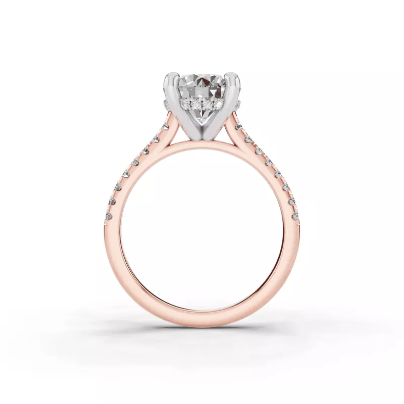14K Rose Gold Tradition Hidden Halo Cathedral Pavé Lab Engagement Ring (.30ct. tw.)