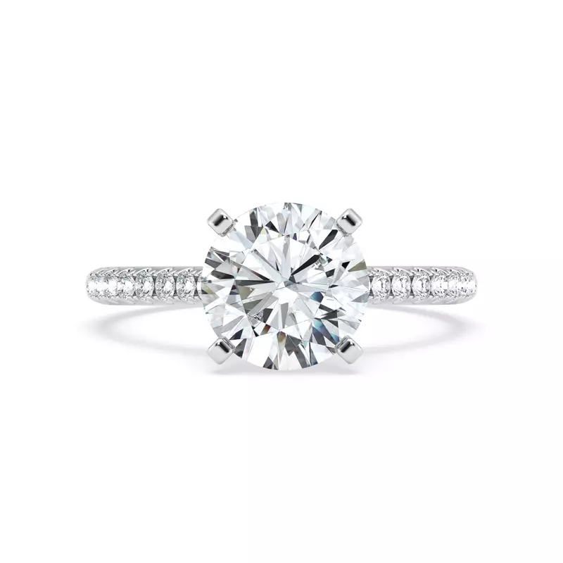 14K White Gold Tradition Hidden Halo Cathedral Pavé Lab Engagement Ring (.30ct. tw.)