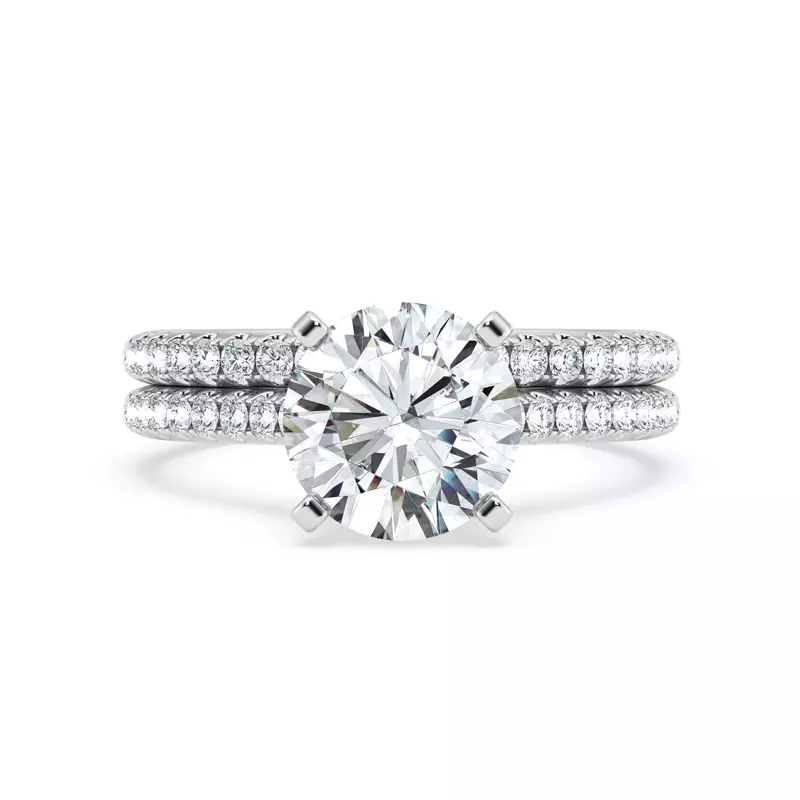 14K White Gold Tradition Hidden Halo Cathedral Pavé Lab Engagement Ring (.30ct. tw.)