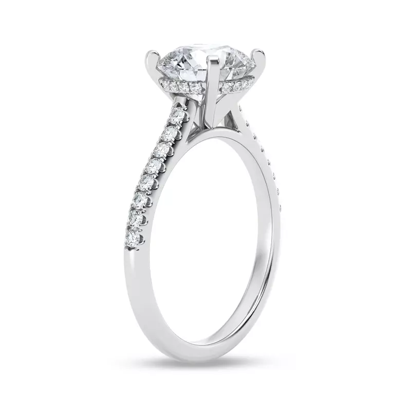 14K White Gold Tradition Hidden Halo Cathedral Pavé Lab Engagement Ring (.30ct. tw.)