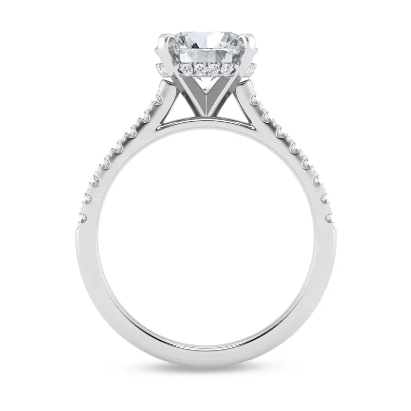 14K White Gold Tradition Hidden Halo Cathedral Pavé Lab Engagement Ring (.30ct. tw.)