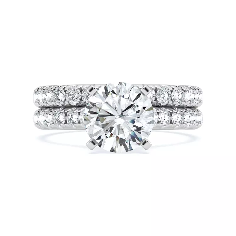 14K White Gold Tradition Hidden Halo Cathedral Pavé Lab Engagement Ring (.55ct. tw.)