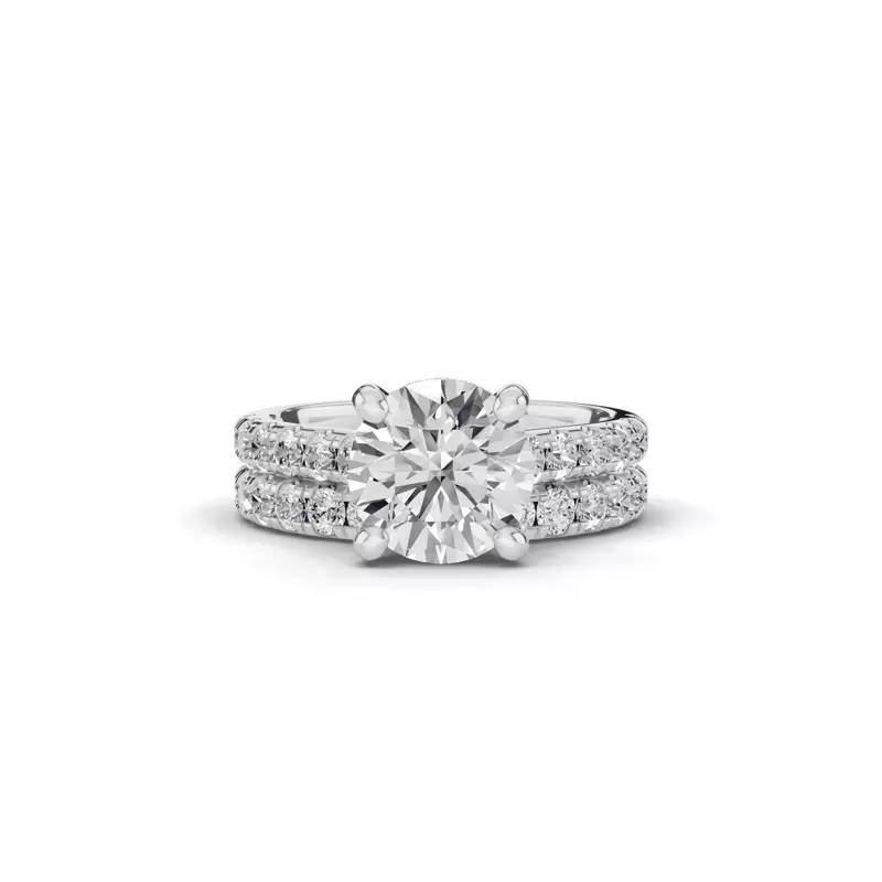 14K White Gold Tradition Hidden Halo Cathedral Pavé Lab Engagement Ring (.55ct. tw.)