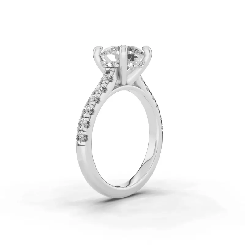 14K White Gold Tradition Hidden Halo Cathedral Pavé Lab Engagement Ring (.55ct. tw.)