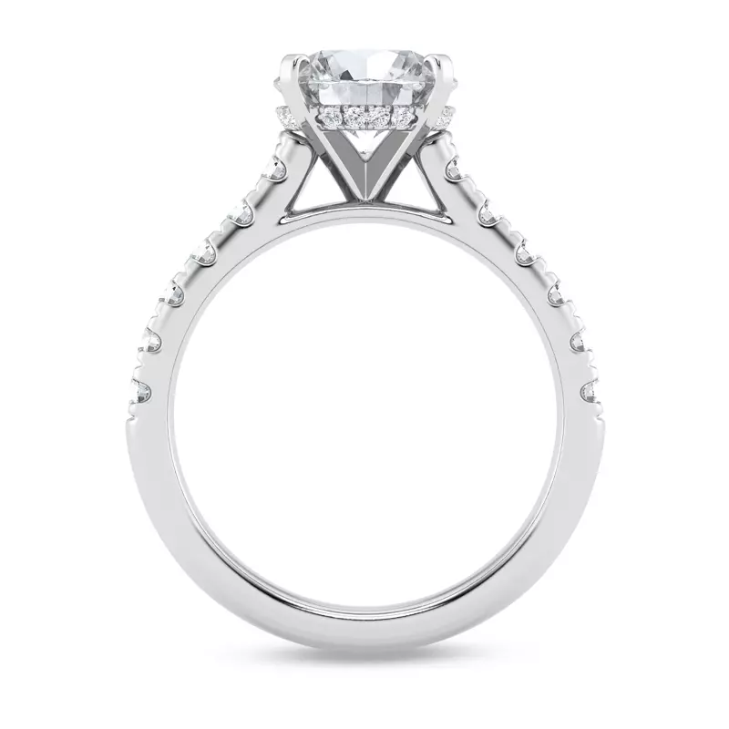 14K White Gold Tradition Hidden Halo Cathedral Pavé Lab Engagement Ring (.55ct. tw.)