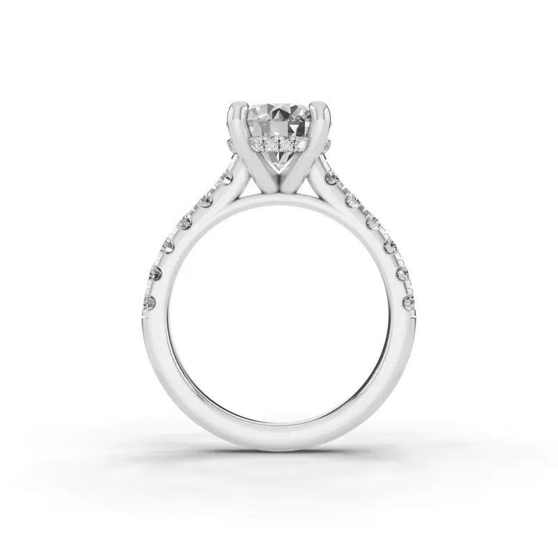 14K White Gold Tradition Hidden Halo Cathedral Pavé Lab Engagement Ring (.55ct. tw.)