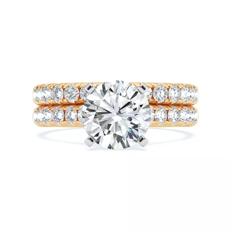 14K Yellow Gold Tradition Hidden Halo Cathedral Pavé Lab Engagement Ring (.55ct. tw.)